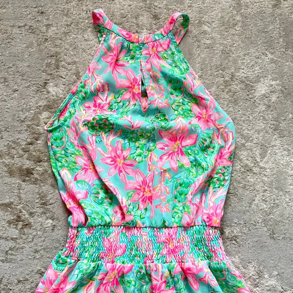 Lilly Pulitzer Pamelyn Flutter Halter Vibrant Colorful Floral Mini Dress Size 00 - Picture 15 of 15
